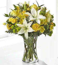 FTD Flower Delivery | Hope & Serenity Bouquet | Lily | Rose | White | Yellow