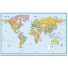 Rand McNally World Wall Map, Size: 50 inch Width x 32 inch Height