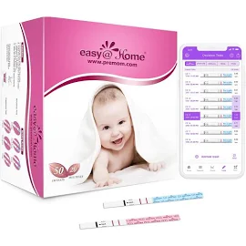Easy@Home 50 x Ovulation Test Strips and 20 x Pregnancy Test Strips - Fertility Test Kit, Powered by Premom Ovulation Predictor iOS and Android App