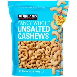 Kirkland Signature Fancy Whole Cashews Unsalted 2.5 Pounds