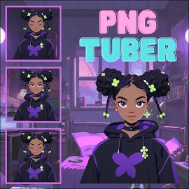 Black Girl PNGTuber | Streaming | Twitch Kick Youtube TikTok | Streamlabs OBS | prism live | Reactive Image | Premade | Ready to Use