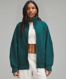 Lululemon Scuba Oversized Funnel-Neck Full Zip Long Sweatshirt - Green - Size XL/XXL Cotton-Blend Fleece Fabric
