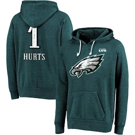 Men's Majestic Threads Jalen Hurts Midnight Green Philadelphia Eagles Super Bowl LVII Name & Number Pullover Hoodie Size: Medium