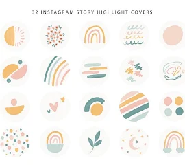 32 Instagram Highlight Cover | Highlight Cover Icons | Social Media Icons | Instagram Icons | Highlight Covers | Instagram |Geometric Shapes