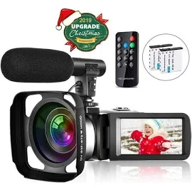 Video Camera Camcorder Vlogging Camera for Youtube Full HD 2.7k 30fps 30 MP IR Night Vision 3 Inch Touch Screen Time-Lapse Camcorder with Microphone 