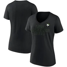 Women's Fanatics Black LA28 Paralympic Games Neon Outline V-Neck T-Shirt Size: Large