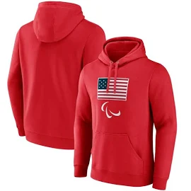 Fanatics MTO Label Men's Red Team USA 2024 Paralympics Primary Logo Pullover Hoodie Size: Medium