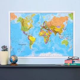 Maps International 78'' W x 46'' H Dry Erase And Laminated World Map Maps International