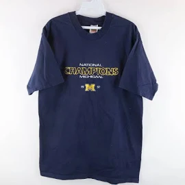 Vintage 90s University Michigan Football National T-Shirt in Blue, Men's (Size Large)