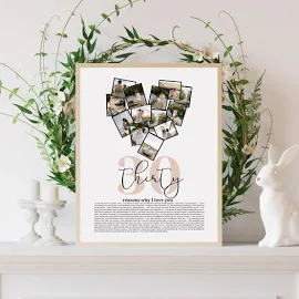 Unique 30th Birthday Gift | Reasons Why I Love You with Heart Photo Collage | 30 Reasons Why I Love You | DIY Romantic Valentine's Day Gift