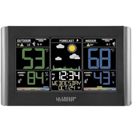 LCD Wireless Weather Station with Sensor, Customizable Alerts, Weather Forecast, Temperature, Dew Point, Humidity