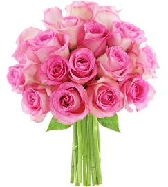 KaBloom: Bouquet of 18 Pink Roses - Fresh Flowers for Delivery, White
