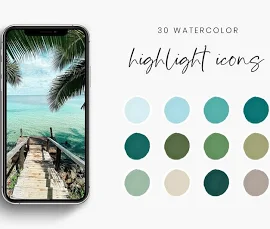 30 Instagram Highlights Icon - Tropical - Watercolour - Social Media Icons - Branding