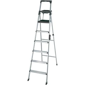 Cosco Signature Series Aluminum Folding Step Ladder w/Leg Lock & Handle, 8 ft, 6