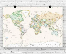 Executive World Political Wall Map | 81" x 54" | Laminated Print | Academia Maps | World Maps Online