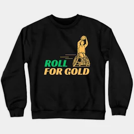 SZPdezigns Roll for Gold Wheelchair Basketball Sport Paralympics Aussie Australian Team Crewneck Sweatshirt