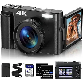 Vlogging Camera 4K Digital Camera for Photography Autofocus 16x Digital Zoom 48MP Video Cameras for Youtube with 32GB Card