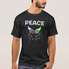 Peace Between Russia and Ukraine T-Shirt, Men's, Size: Adult S, Black