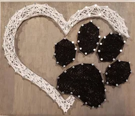Heart and Pawprint String art