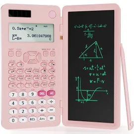 NEWYES Rechargeable Scientific Calculator for Students, Pink 991es Max Foldable Science Calculator with Notepad 417 Function Solar Energy Science Cal