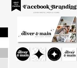 Retro Facebook Cover Template, Groovy Facebook Banner, Facebook Icon, Facebook Business Cover Image, DIY Facebook Canva Template - Dani