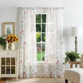 Martha Stewart Martha's Garden 37" x 95" Sheer Curtain Set - Multi