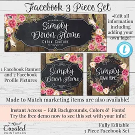 Rustic Barnwood Facebook Set, Customizable Facebook, DIY Facebook, Editable Facebook Set, Farmhouse Facebook, DIY Business Set, Aimee Lynn