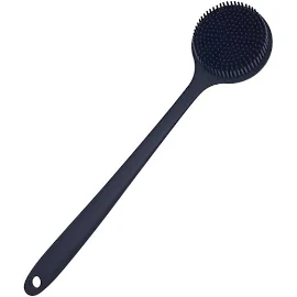 Dnc Back Scrubber for Shower Soft Silicone Bath Body Brush with Long Handle, BPA Free, Hypoallergenic (Black)