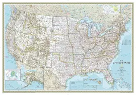 National Geographic: United States Classic Wall Map - Extra Large - 69.25 x 48 Inches - Art Quality Print