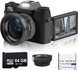 4k 48mp Digital Camera For Photography, Vlogging Camera For Youtube