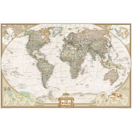 National Geographic Maps World Executive Wall Map, Antique