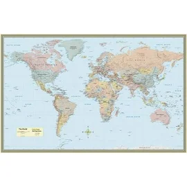 World Map Laminated Poster, 50 inch x 32 inch | Bundle of 2 Each