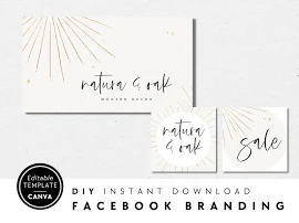 Gold Facebook Cover Template, Facebook Banner, Facebook Branding Kit, Gold Facebook Business Cover Image, DIY Facebook Template Canva - Gwen