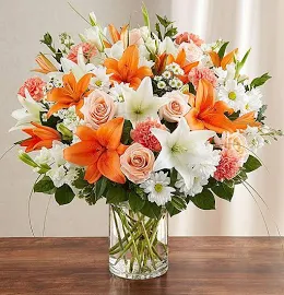 Sincerest Sorrow Peach, Orange & White Medium by 1-800 Flowers