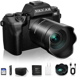 Digital Camera, 4k Cameras for Photography, 64MP WiFi Vlogging Camera for YouTube with Dual Camera, Touch Screen, Flash, 32GB SD Card, Lens Hood,