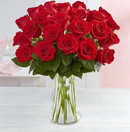 Two Dozen Red Roses Two Dozen with Clear Vase by 1-800 Flowers