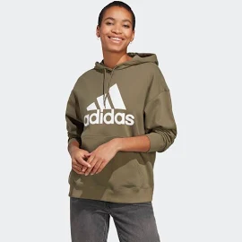 Adidas Essentials Big Logo Oversized French Terry Hoodie Olive Strata Xs Womens
