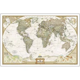 National Geographic World Executive Map, Laminated, 46" x 30.5"