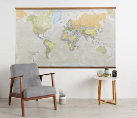 Classic World Map Large Poster Wooden Wall Hanging, Most Detailed Up To Date Vintage Style Map of the World, home decor, wall art