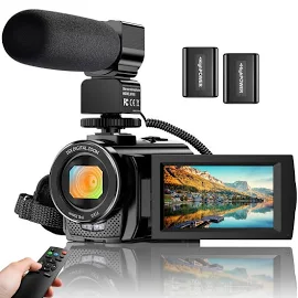 Video Camera Youtube Vlogging Camera Recorder FHD 1080p 24.0mp 3.0 inch 270 Degree Rotation Screen 16x Digital Zoom Camcorder with Microphone,remote