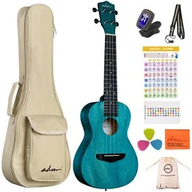 ADM Concert Ukulele Kit 23 inch Hawaiian Ukulele Set for Beginner Adult, Blue