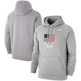 Men's Nike Charcoal Team USA Paralympics Club Fleece Pullover Hoodie Size: Medium