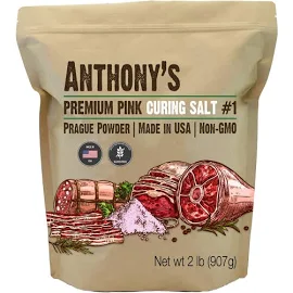 Pink Curing Salt 1 (2 lb Prague Powder) by Anthony's, VERIFIED Gluten-Free