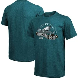 Men's Majestic Threads Midnight Green Philadelphia Eagles Super Bowl LVII Tri-Blend Desert T-Shirt Size: Medium