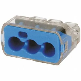 Ideal 30-1039 Push-In Connector, 3-Port, Blue, PK50