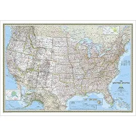 United States of America Classic Political Full-Size Wall Map Dry Erase Laminated