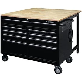 Husky HOTC4609B15M 46 in. 9-Drawer Mobile Workbench with Full Length Extension Table and Legs in Black