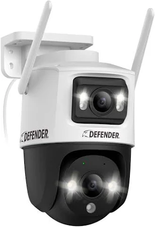 Defender AI POWERED Guard Pro 3K PLUS Dual Lens PTZ Wi-Fi 6 Plug-in Security Camera