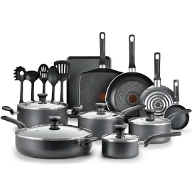 T-Fal Easy Care Nonstick Cookware, 20 Piece Set, Grey