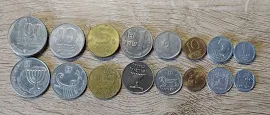 Israel set of 8 coins 100+10+5+1+1/2 sheqalim 10+5+1 agorot set